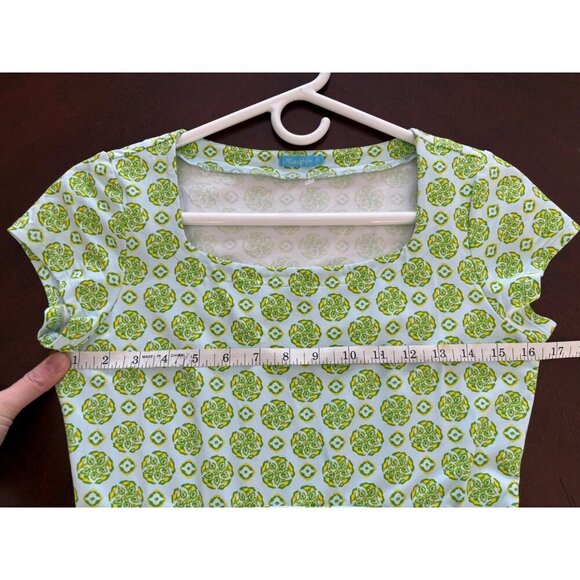 J. McLaughlin Short Sleeve Spring Catalina Cloth Dress Blue Green Print Size XS - Picture 8 of 11
